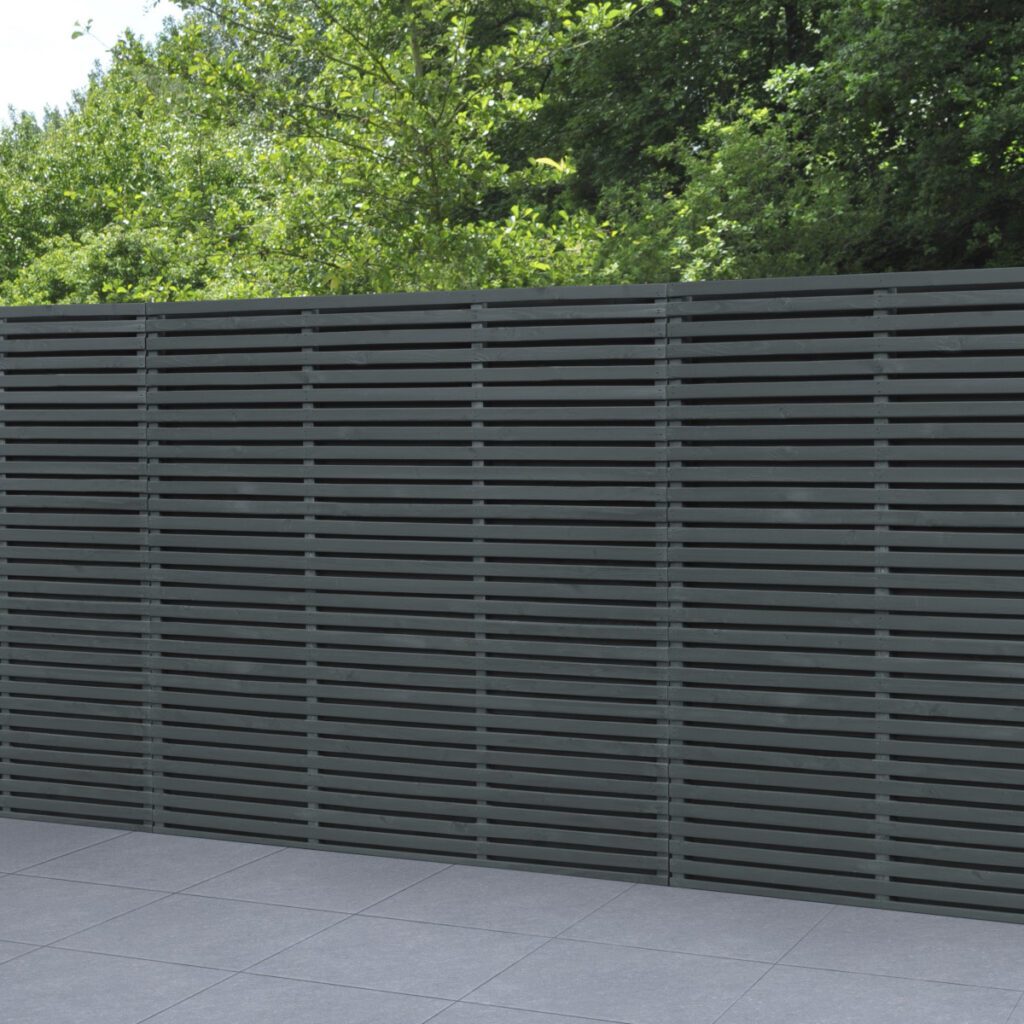 Forest Garden 1.8m x 1.8m Contemporary Double Slatted Fence Panel – Anthracite Grey – Pack of 4 5013053179581 2